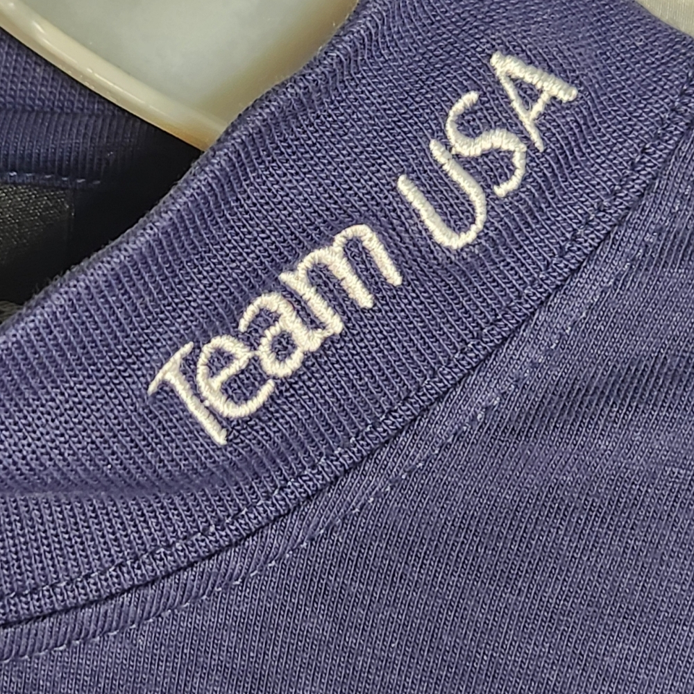 Page & Tuttle Team USA Navy Blue Mock Turtleneck Long Sleeve Top Size Medium - Picture 2 of 7